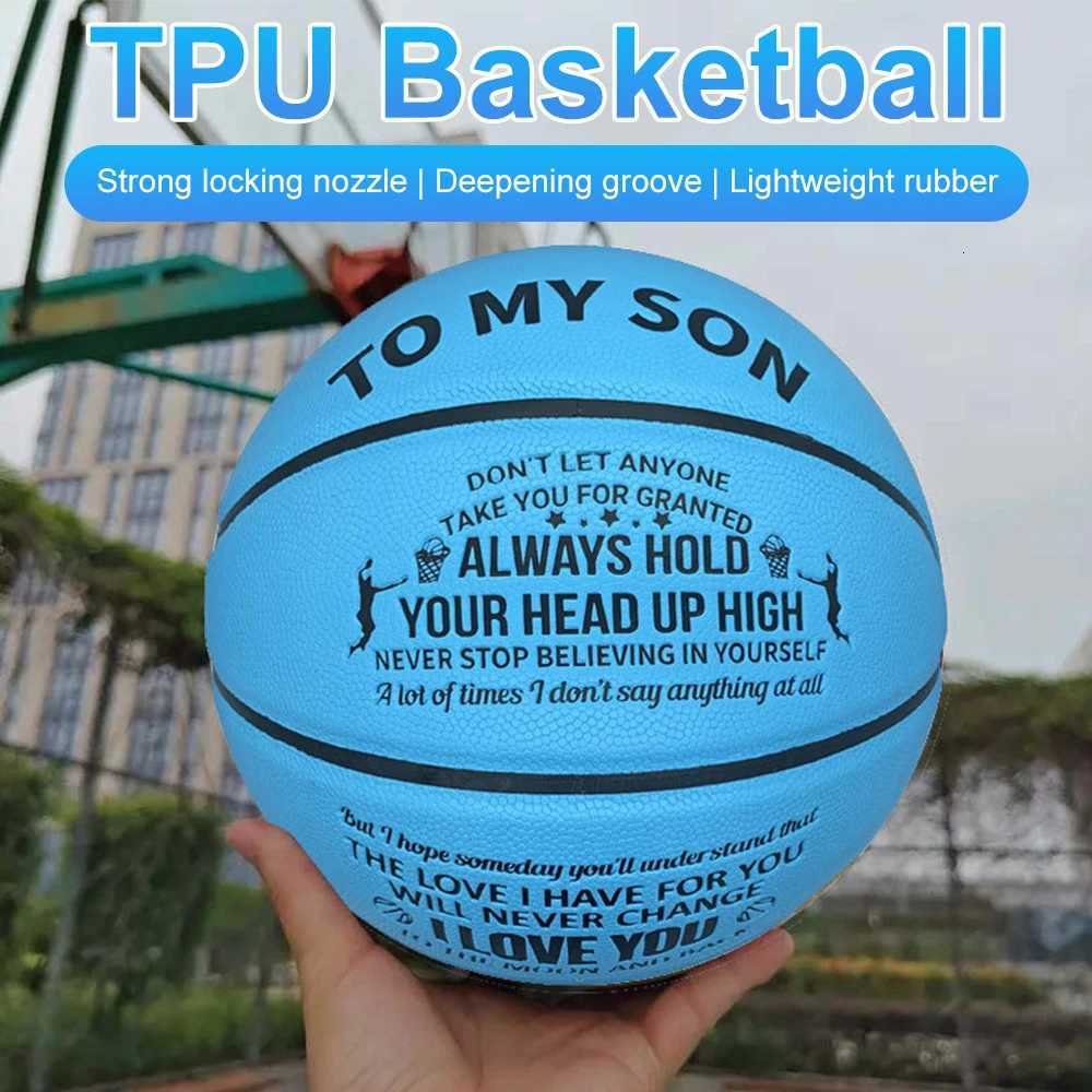 Sports Traning Basketball No7 Size TPU Student Basketball for Sons Boys Birthday Graduation Day Gift Blue ColorW251115