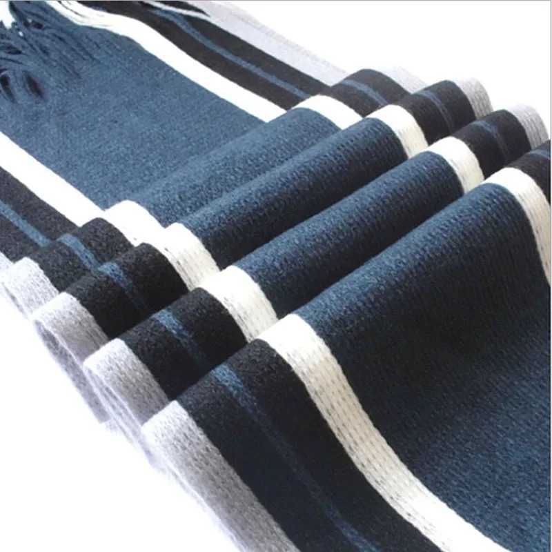 Luxury Classic Mens Scarf Winter Warm Faux Acrylic Soft Tassel Long Shawl Business Casual Striped Scarf Mens Clothing Accessories Y251115