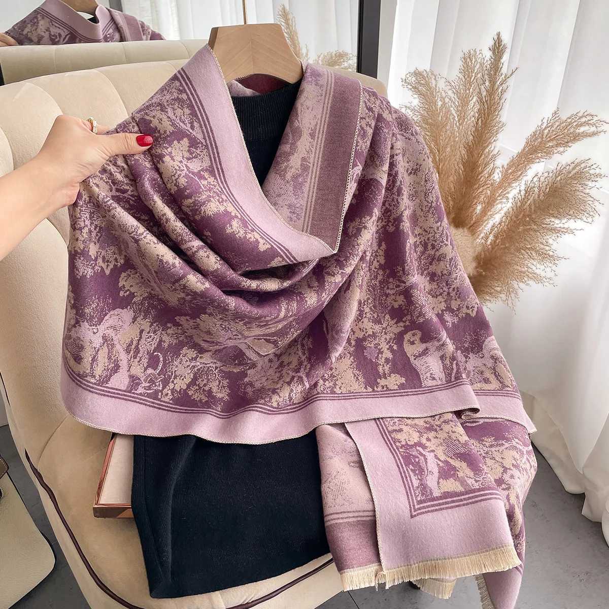 Luxury Luxury Winter Cashmere Scarf Women Design Warm Pashmina Blanket Poncho Scarves Female New Animal Shawl Thick Foulard Bufanda Y251115