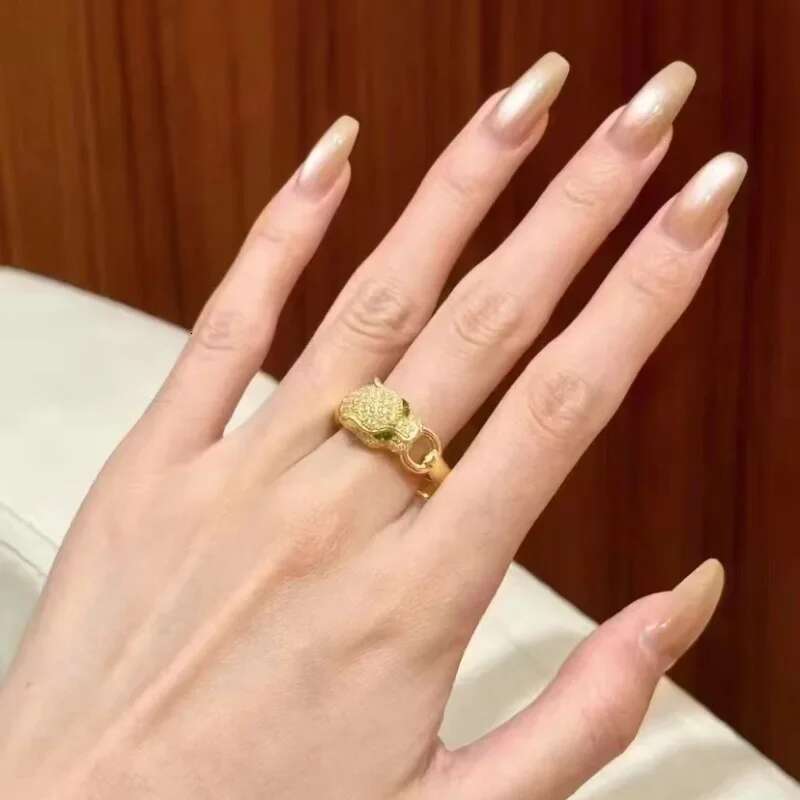 Golden Leopard Head Real Gold for Woman Quality Fine Jewelry AU750 Ring Party Gift
