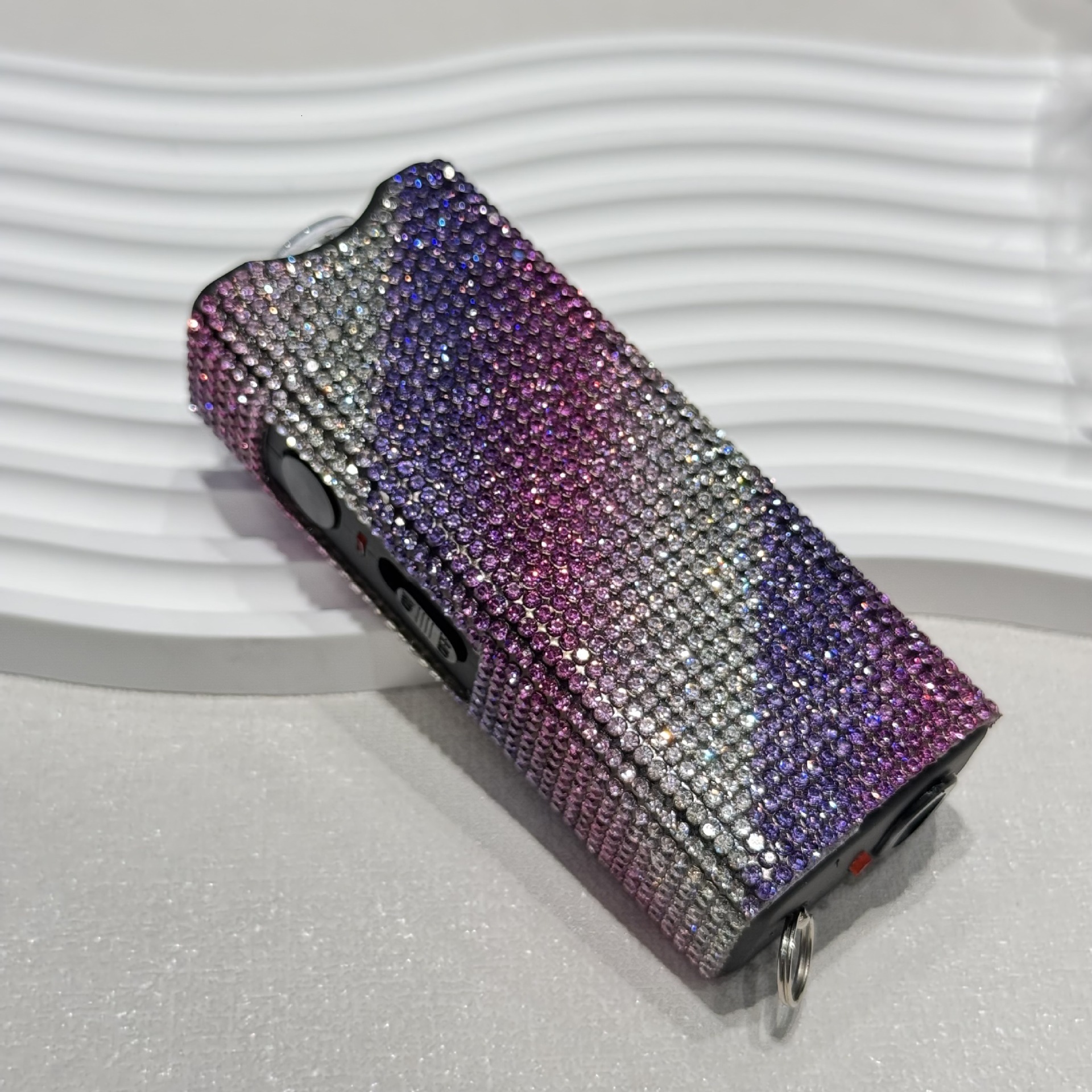 Free shipping new women's self-defense multi-functional flashlight keychain USB charging fashion diamond-inlaid flashlight-N168 - view 5