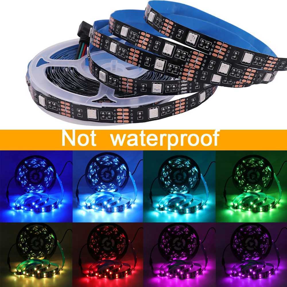 5V 5050 RGB LED strip light USB power remote control 5m 10m light with TV backlight holiday decoration 0.5/1/2/3m black PCB Z250416