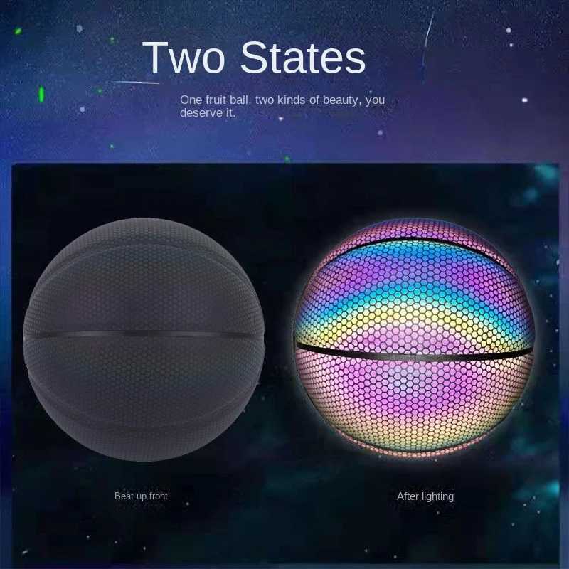 Reflective basketball glowing luminous ball moisture absorption color adult No 7 training basketballW251115