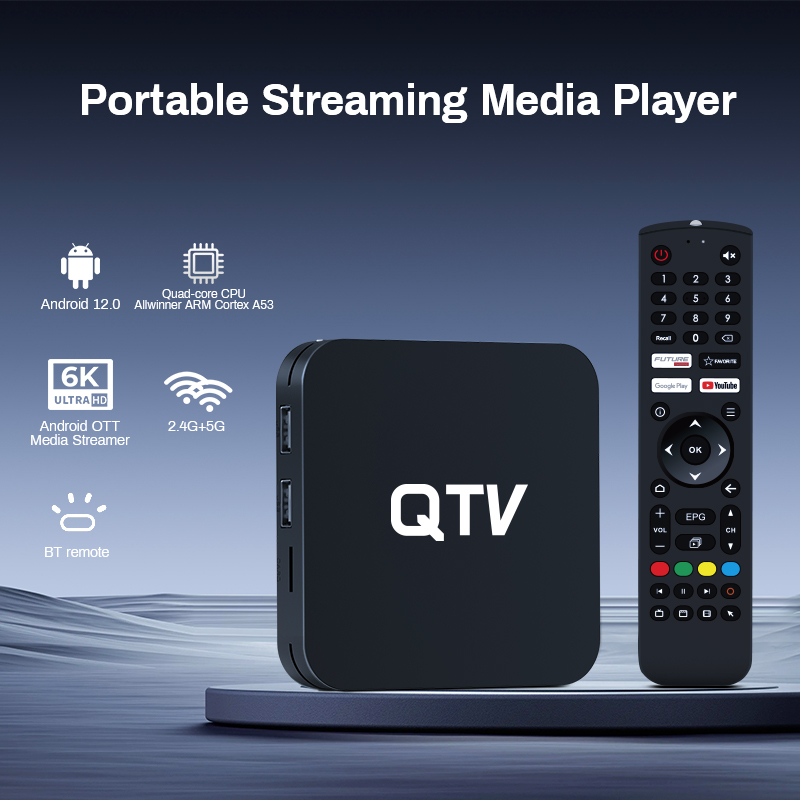 QTV X6 Android 12.0 TV Box Bluetooth Remote Middleware Receiver Allwinner H618 2GB 16GB 2.4G 5G WiFi 4k OTT Media Streamer Box