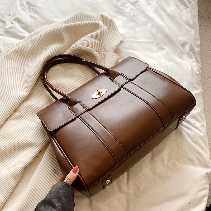 2024 Genuine Leather Women's Briefcase: Versatile Shoulder Crossbody Handbag for Ladies, Brown