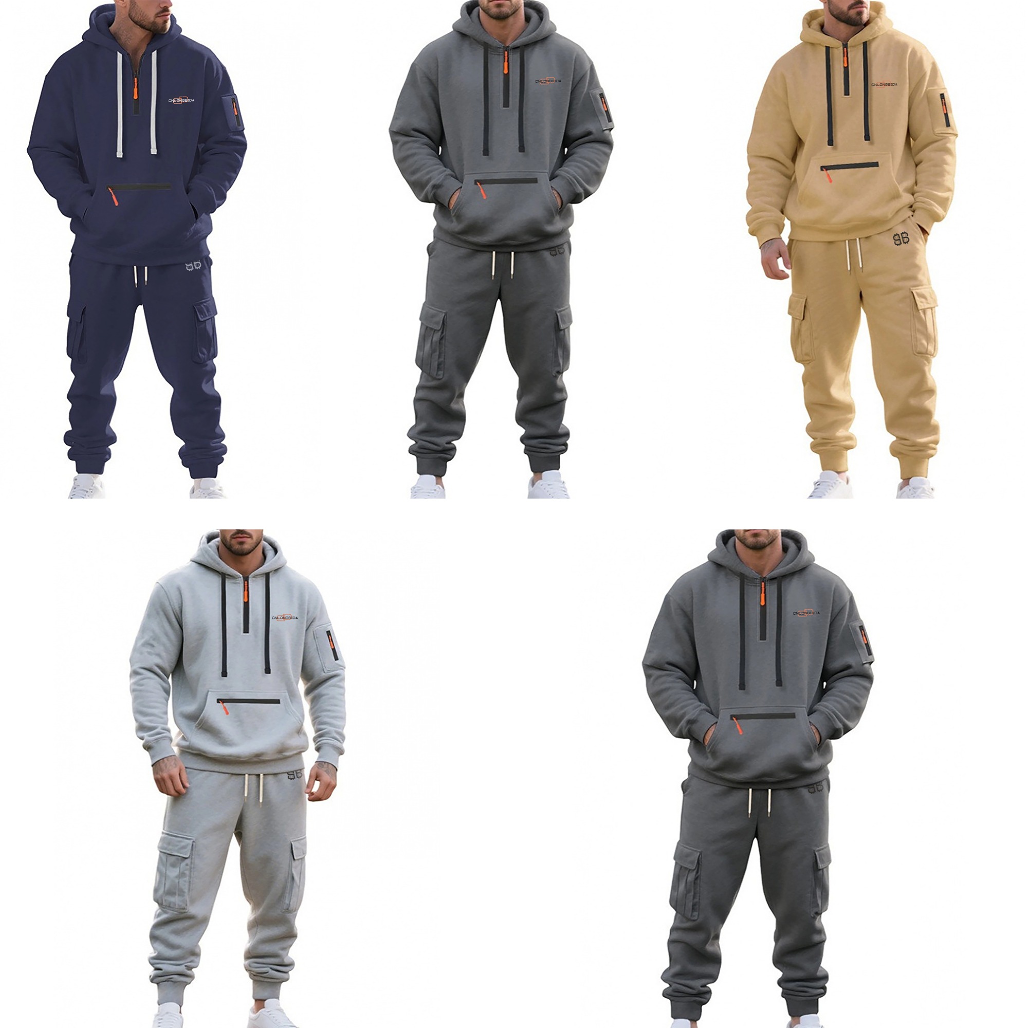 Designer Men's Tracksuits Outdoor Trendy Guys hooded Half-zip With Multiple Pockets Selling Sporty Loose Casual Sportswear Set Fashionable Comfor