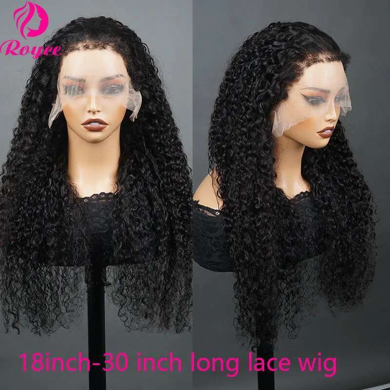 180 Density 30 Inch Wig 4C Kinky Curly Edges 13X4 Transparent Lace Front Wigs For Women Human Hair Remy