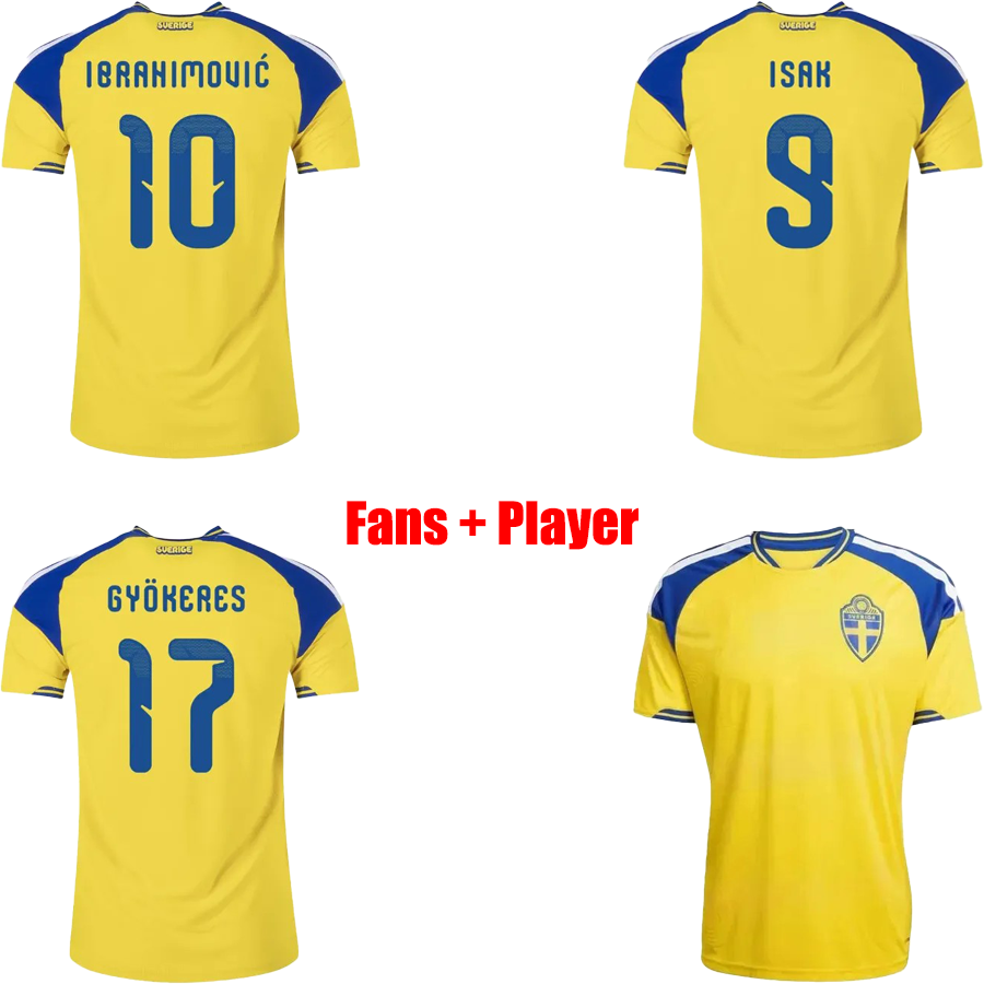 svenska 2026 soccer jerseys shirts ISAK IBRAHIMOVIC FORSBERG GYOKERES CAJUSET CLAESSON ELANGA JANSSON KULUSEVSKI 2026 football Home Fans Player Mens Kit uniform