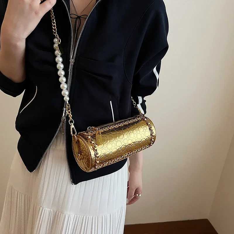 Cylinder Shape Crossbody Phone Bag Solid Color Pu Leather Women s Bag Fashion Chain Handbag Gold Evening Clutch Bag Luxury Bols K251115