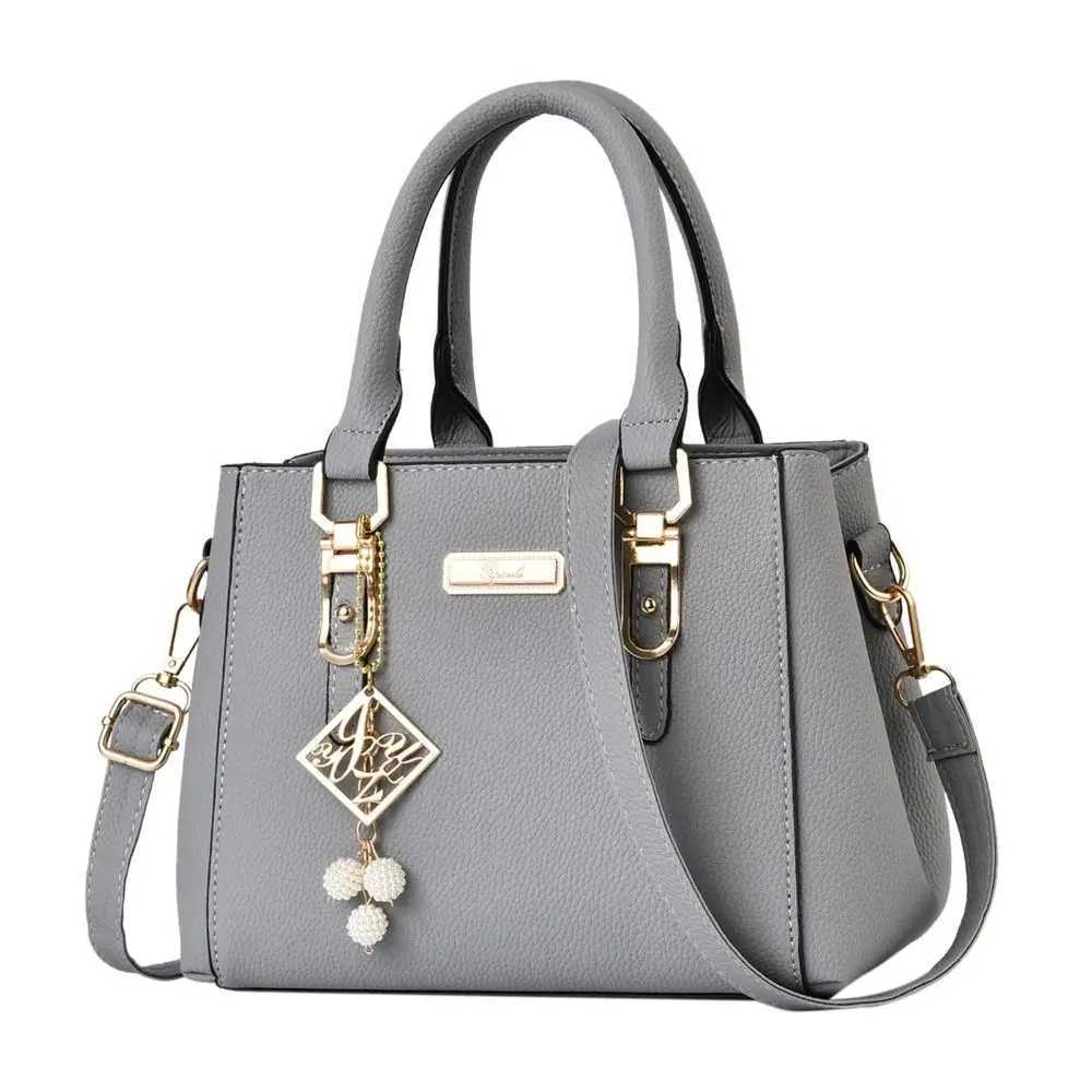 Large capacity handbag womens fashionable casual leather polyester cotton messenger bag open pocket shoulder bag womens handbag Z250416-1