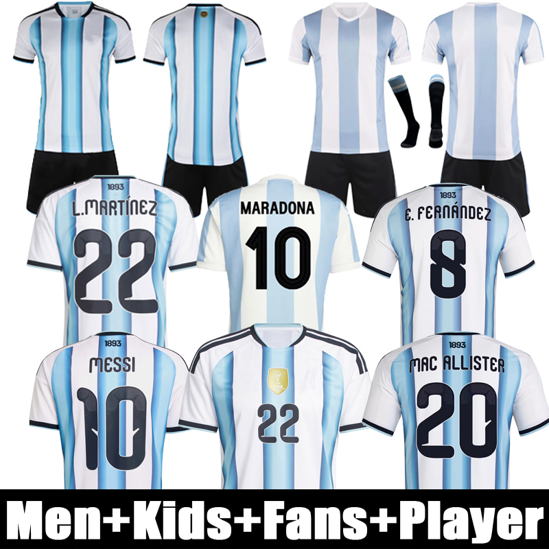 2025 2026 MESSIS Soccer Jerseys DI MARIA MARTINEZ ALVAREZ MAC ALLISTER Boutique Customization home White away Blue Fans size S-4XL Player Kids Kit Men Football Shirt