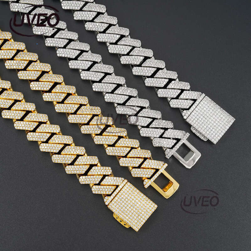 VVS Iced Out Gold 925 Jewelry Sterling Silver Moissanite Cuban Anklet Hiphop Pass Diamond Tester Pendant Cuban Link Chains Mens Fashion Gift Moissanit