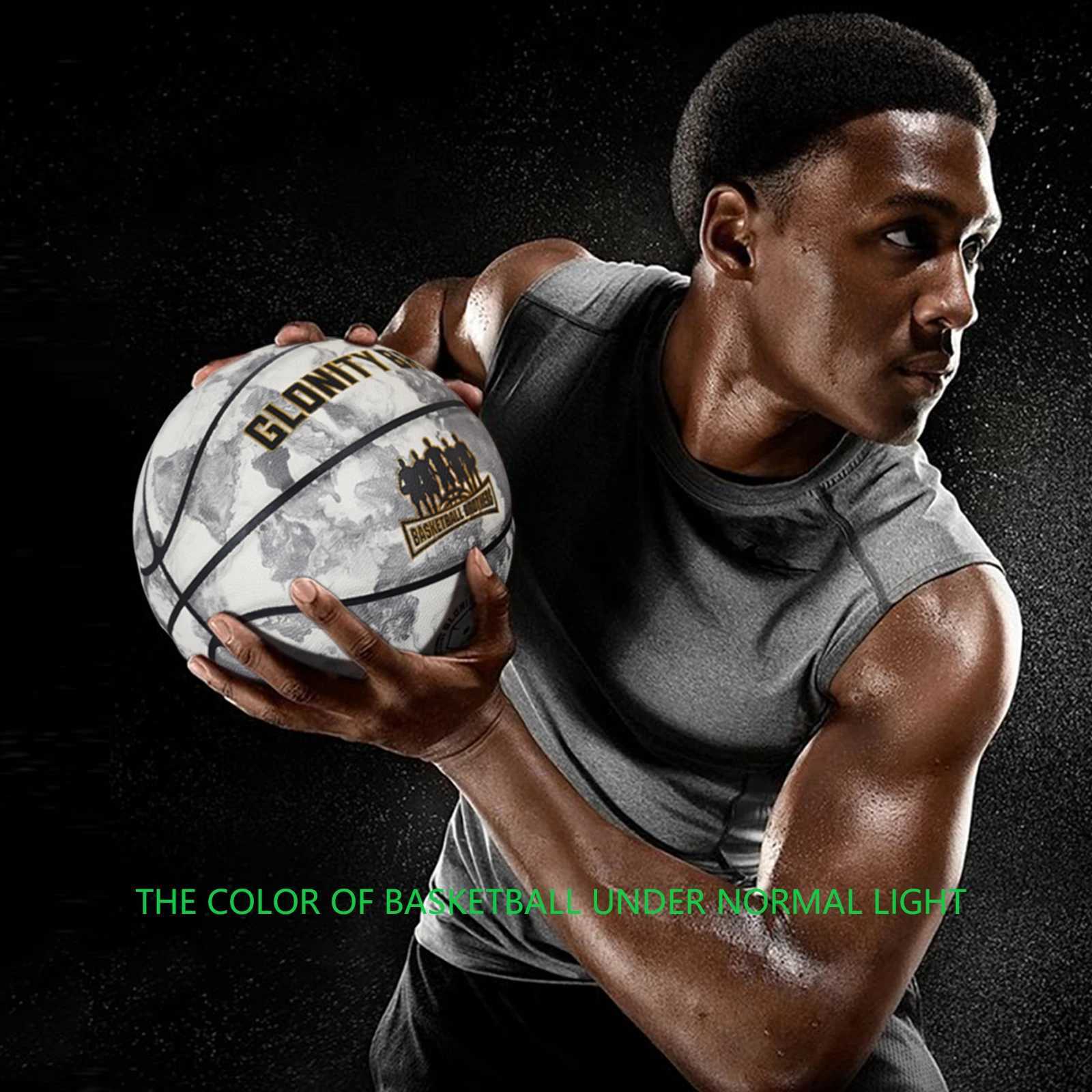 Luminous Green Basketball For Boy GirlStandard Size 567 Soft Pu Composite Leather Outdoor Street Glowing Ball Night Use GameW251115