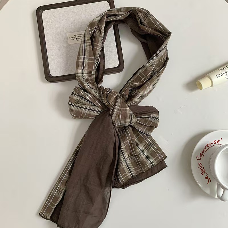 T481 long high-end spring and summer simple European plaid scarf versatile decorative scarf multi-purpose waist belt ribbon