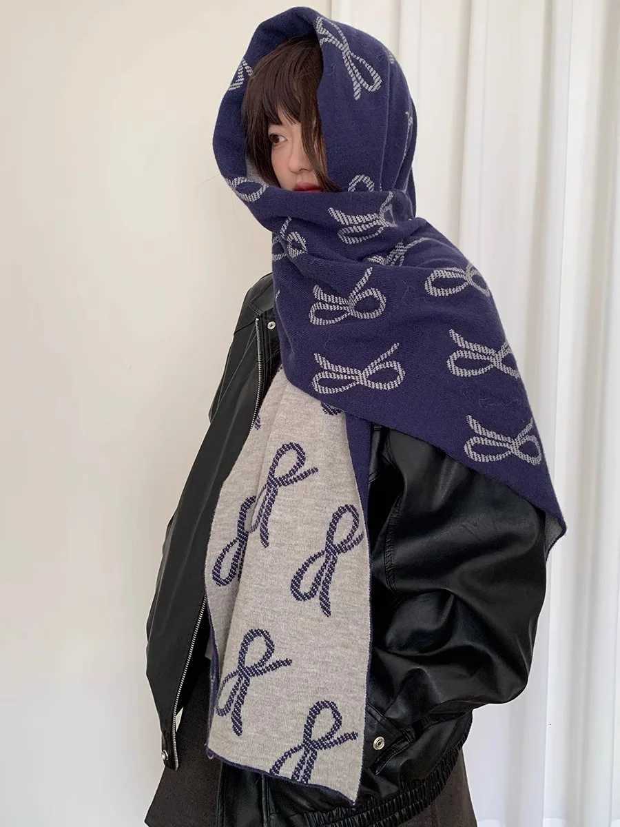 Luxury Butterfly Bow Embroidered Double-sided Scarf For Women Winter Korean-Style Warm Neck Scarf Versatile Scarf and Shaw Y251115