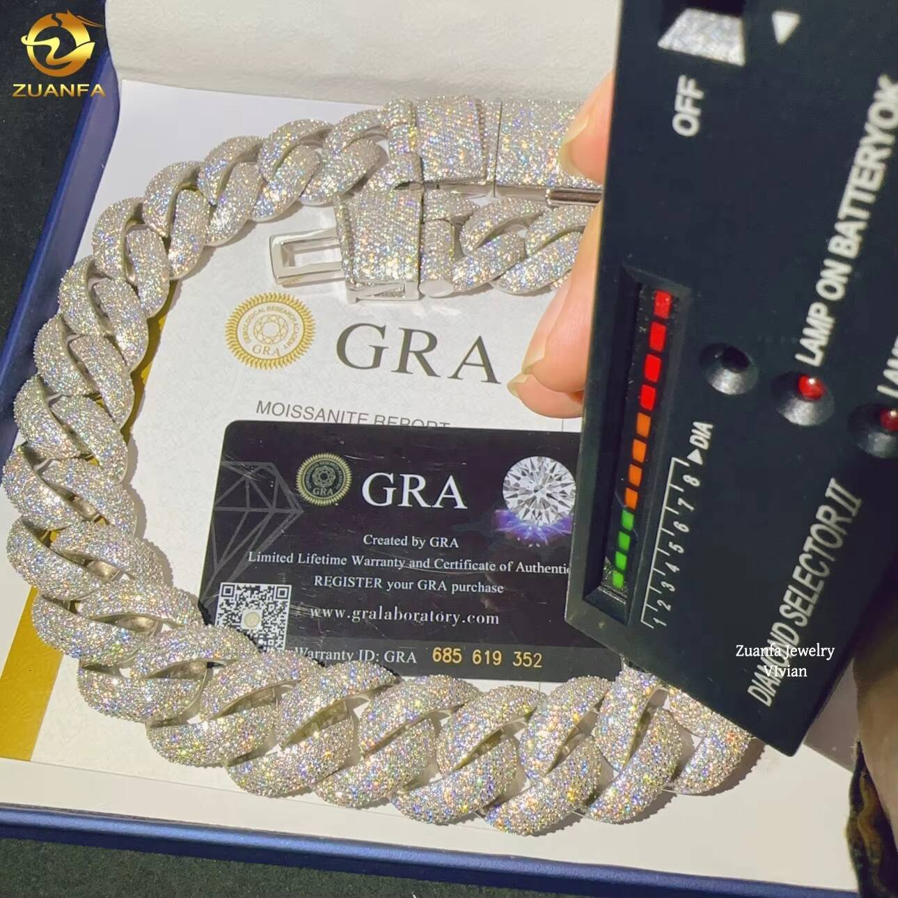 25MM Width Fashion Necklace Bracelet Silver 925 Iced Out Hip Hop Miami D Color VVS Moissanite Diamond Jewelry Cuban Link Chain