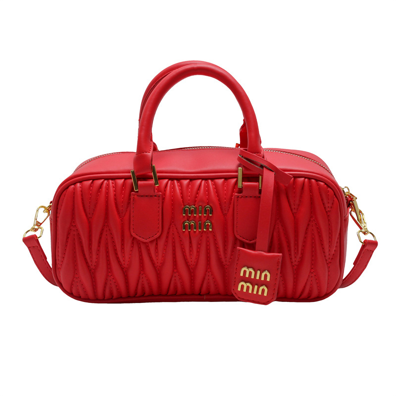 designer bag new Small-batch fashion small handbag with wrinkled texture for women High-end single-shoulder and crossbody Boston bag