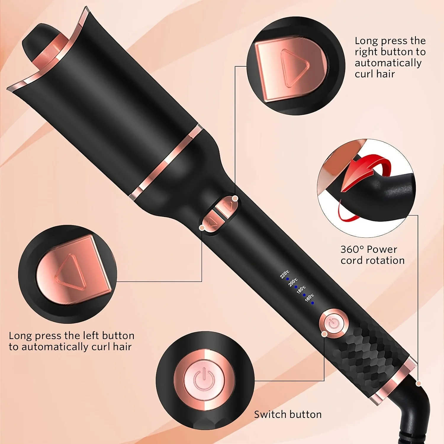 Automatic Hair Curler Auto Hair Curling Iron Ceramic Rotating Air Curler Air Spin Wand Styler Curl Machine Magic Hair Curler M250416