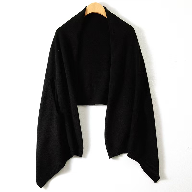 K410 New autumn and winter short large size 100 wool shawl cardigan outer wear knitted shoulder red scarf