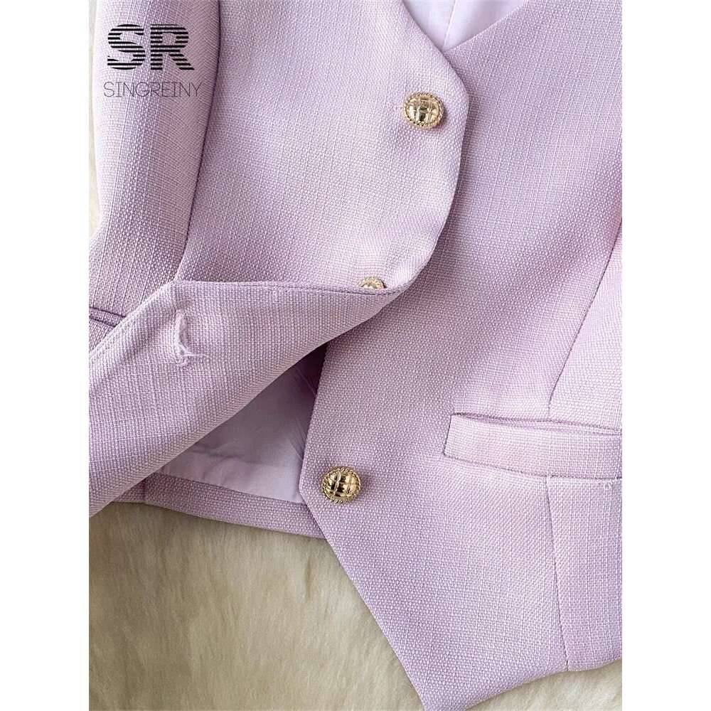 SINGREINY French 2Pcs Suit Women Summer Single Breasted Basic Camisole+Zipper Design Pleated Skirt Ladies Fashion Two Pieces Set