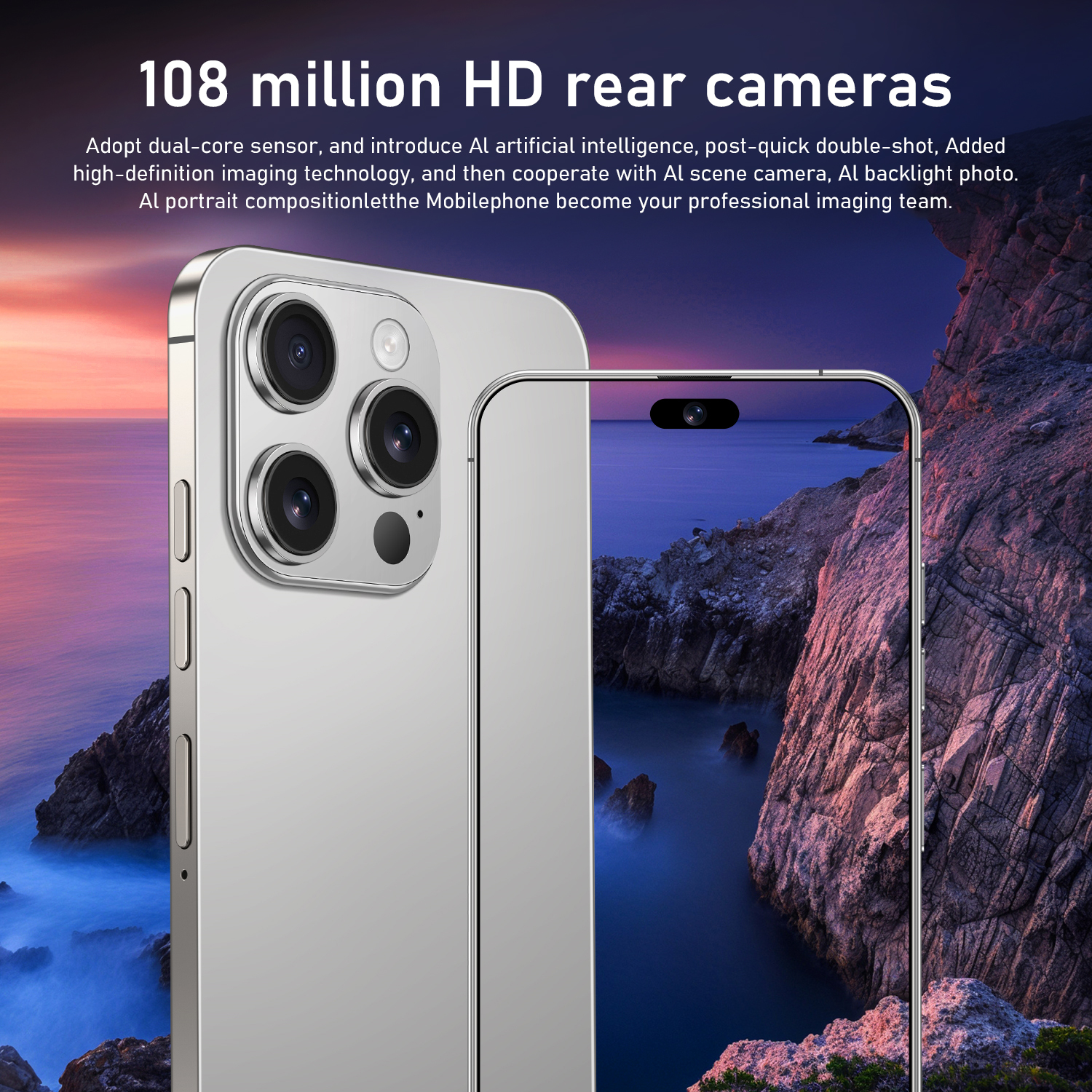 Smart phone I16 Pro Max Mobile Phones 7.3-inch HD 16GB+1T 8000mAh Celulares Global Cell Phones 10 Core 5G WiFi Dual SIM Aandroid14