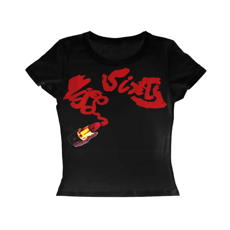 Emo girls crop top 2000s Grunge retro Gothic womens tight corset vest Y2k clothing printed punk graphic baby 250410