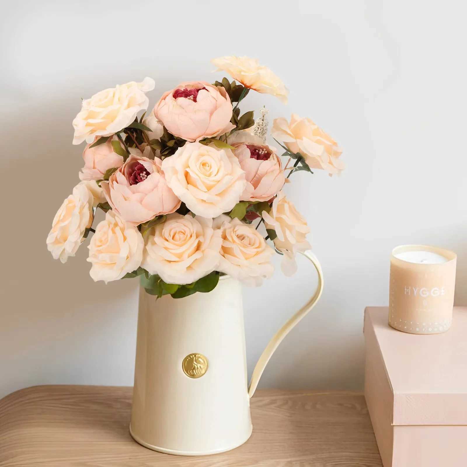 Artificial foam and silk flower box set artificial flowers with stems DIY wedding bouquet central pieces party home decorationXJ250416