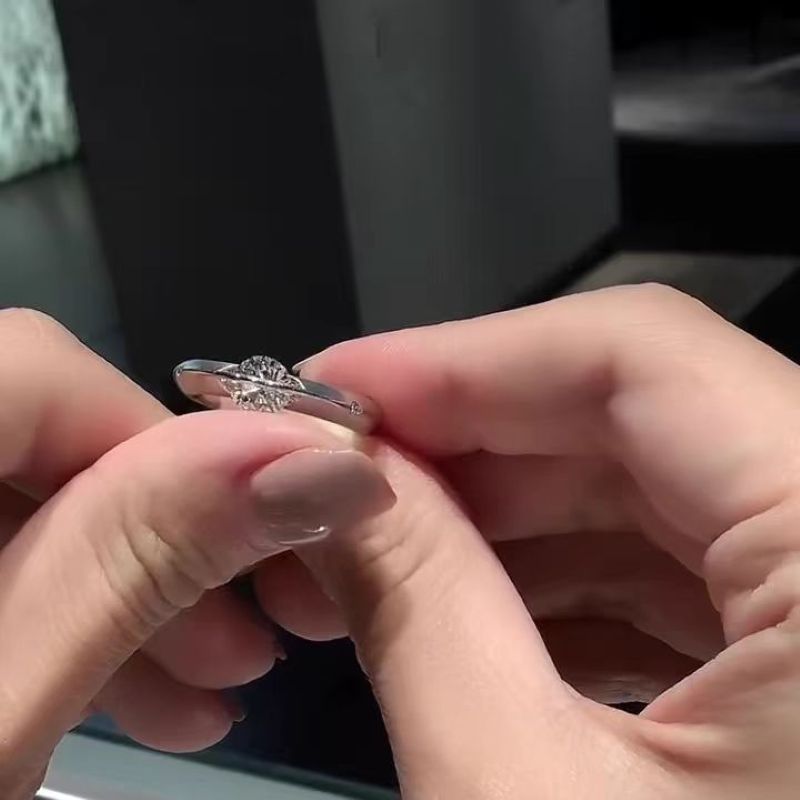 TaiYang 1ct Moissanite Celestial Orbital Design Setting Ring for Women, Luxurious 925 Sterling Silver Wedding Engagement Diamond Ring with Moissanite 