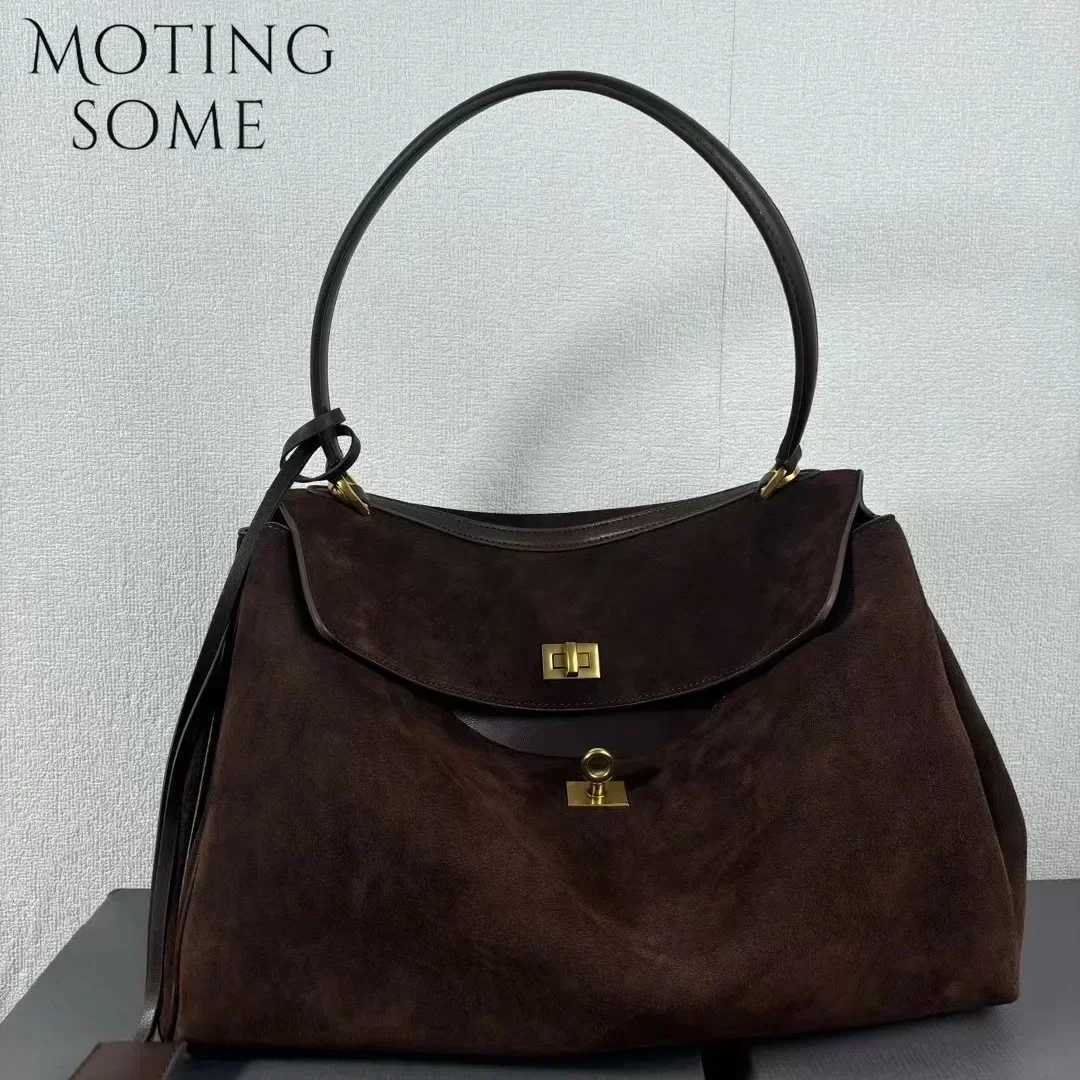 Motingsome New Women Suede Leather Bag Shoulder Handbag and Purses Designer Bags Chic Fashion Lady Trend Satchel 2024 New Z250617