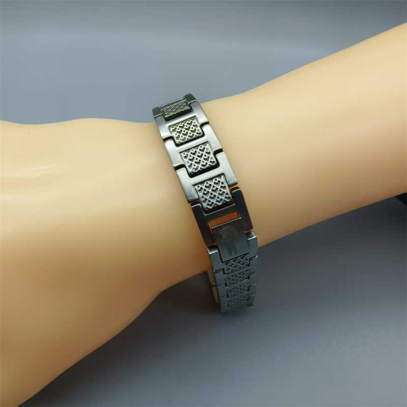 21cm 8inch Magnetic Healing Bracelet Black Obsidian Stone 18K Gold Plated Stainless Steel Waterproof Anti-Tarnish Fashion Men Women Wristband Wholesale