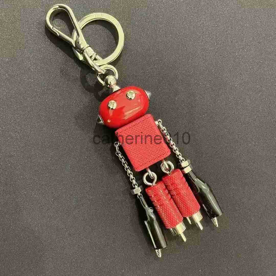 Robot pendant keychain leather bag hanging paired with artifact enamel emblem hanging decoration J250416