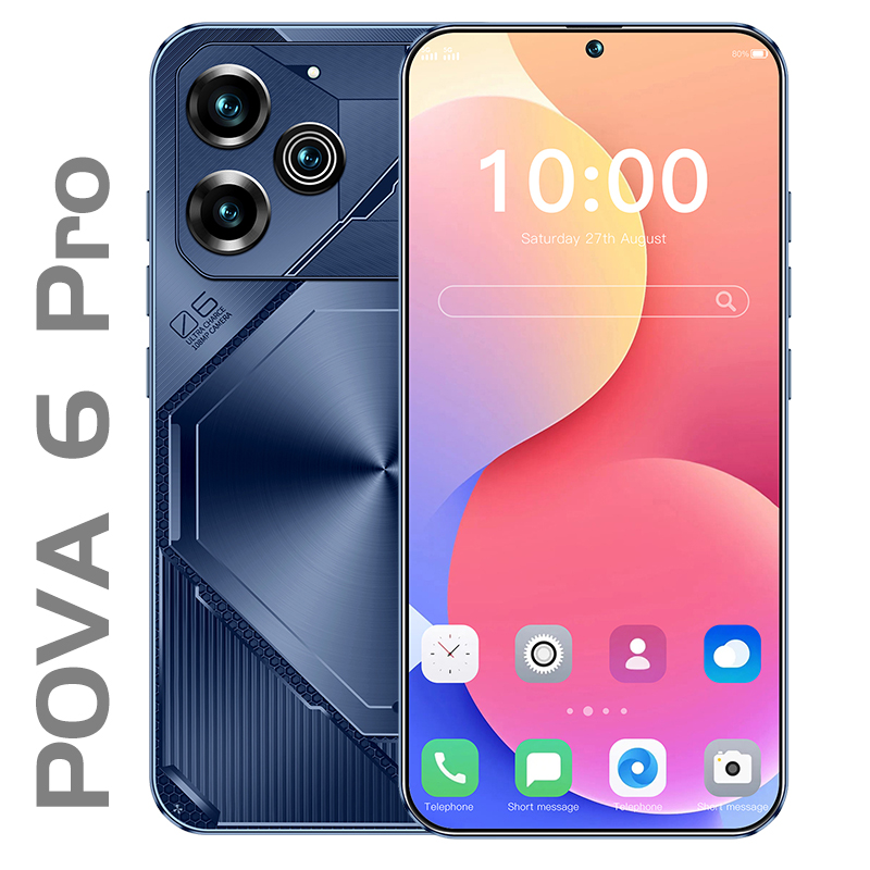 Global Version Cellphones POVA6 Pro Mobile Phones 4G 5G 7.3HD Original Smartphone Cell Phone Dual SIM Card 7800mAh Android 14