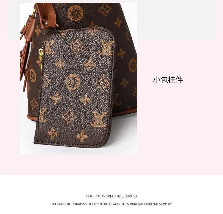 2025 Vintage Monogram Bucket Bag for Women Spacious Print Crossbody Shoulder Bag Adjustable Strap for Daily CommuterW251115