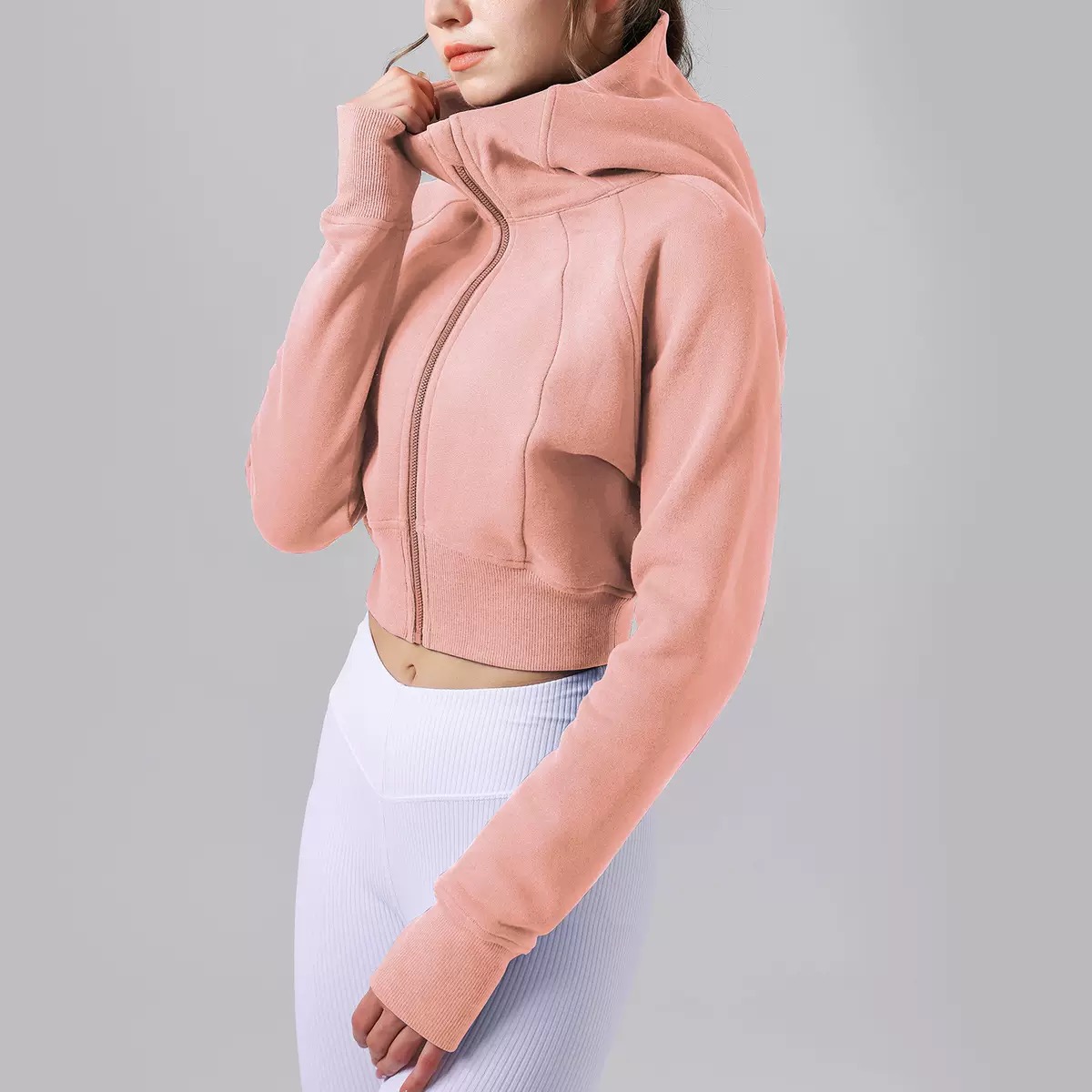 Yoga jacket Designer jacket New autumn and winter wool stand-up collar short warm outdoor casual sports zipper jacket 0699