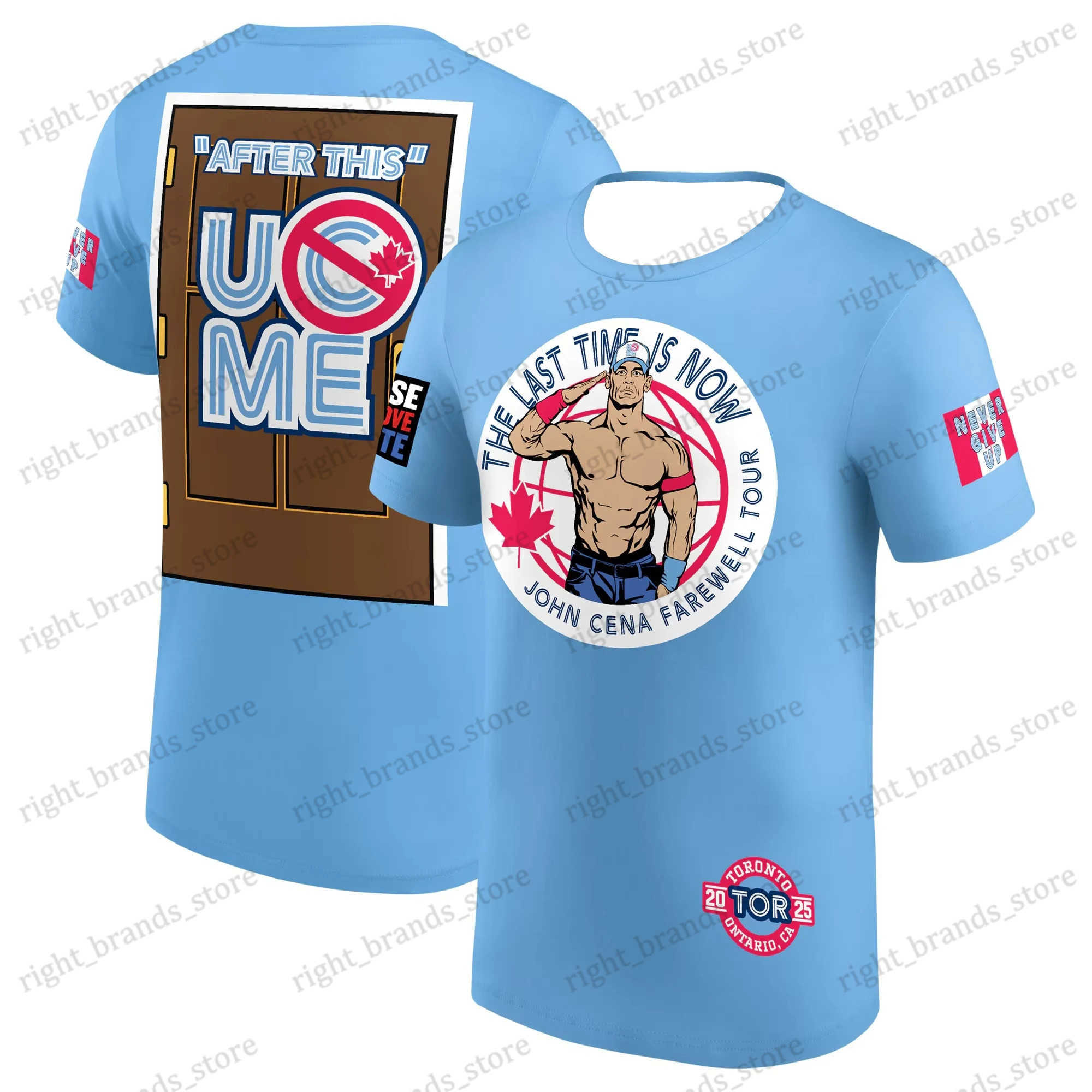 2025 New Mens Light Blue John Cena Farewell Tour Toronto T-Shirt Summer Women T Sports Casual Oversized Kids/Adult Tops T250416