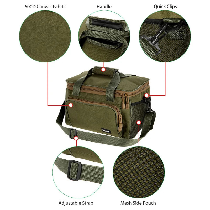 Lixada Fishing Tackle Bag Portable Multifunctional Canvas Fishing Shoulder Bag Pack Fishing Lure Reel Bag Pouch Tools Handbag 250415