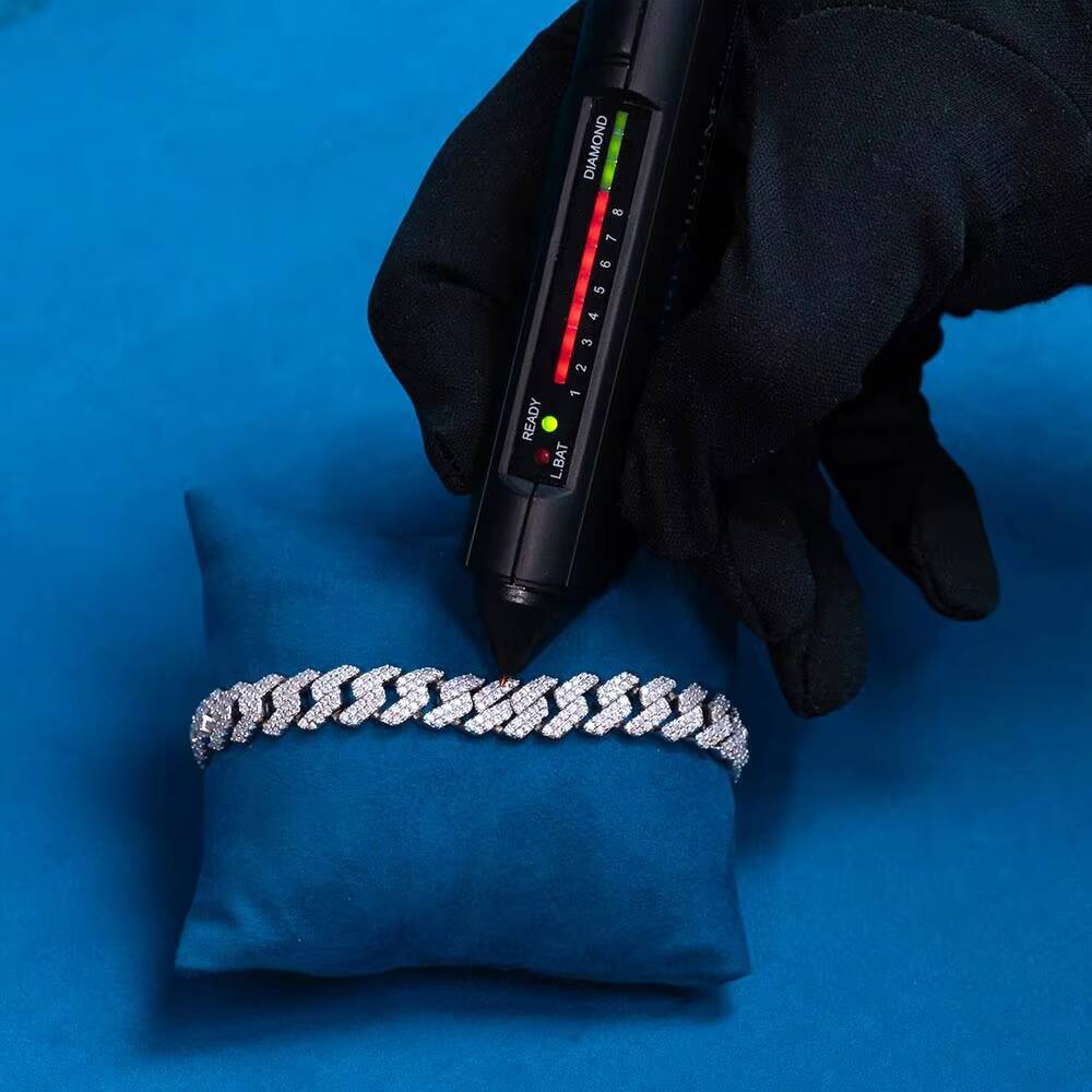 Fine 925 Sterling Silver VVS Moissanite 10MM Prong Cuban Bracelet Rapper Men Jewelry Iced Moissanite Cuban Chain Bracelet