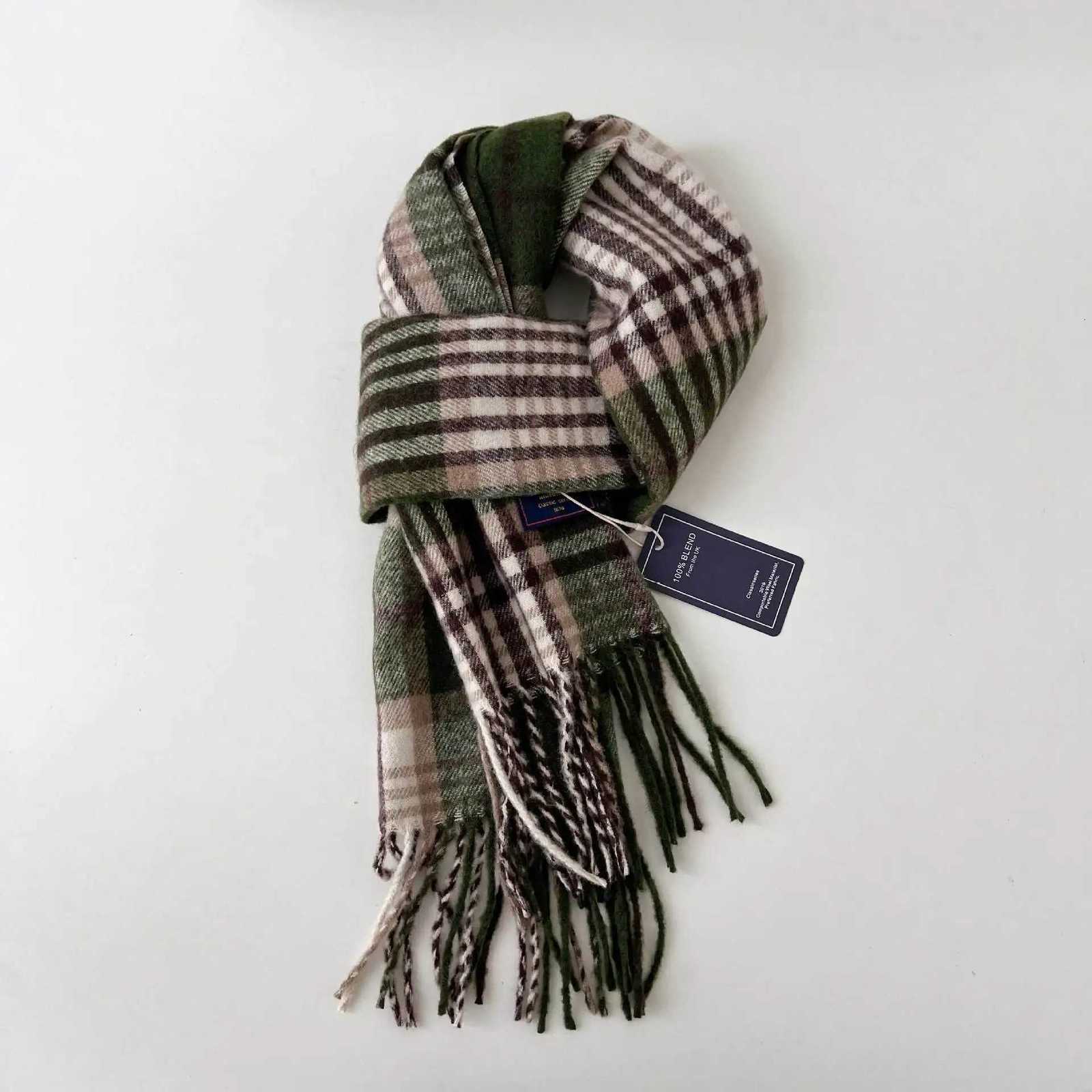 Luxury Korean Style Tassel Patchwork Plaid Scarf Womens Fashion Versatile Neck Protection Warmth Cold Resistance Winter New Arrival Y251115