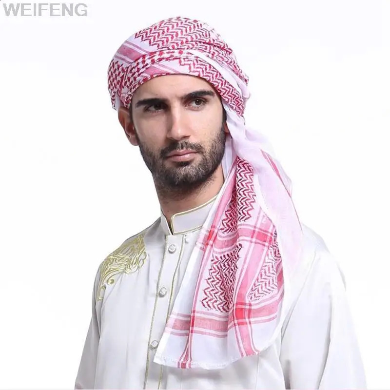 Muslim Shemagh Scarf Traditional Islamic Accessories Headscarf Islamic Neck Wrap Headscarf Windproof Arab Keffiyeh Shemagh Scarf 250411