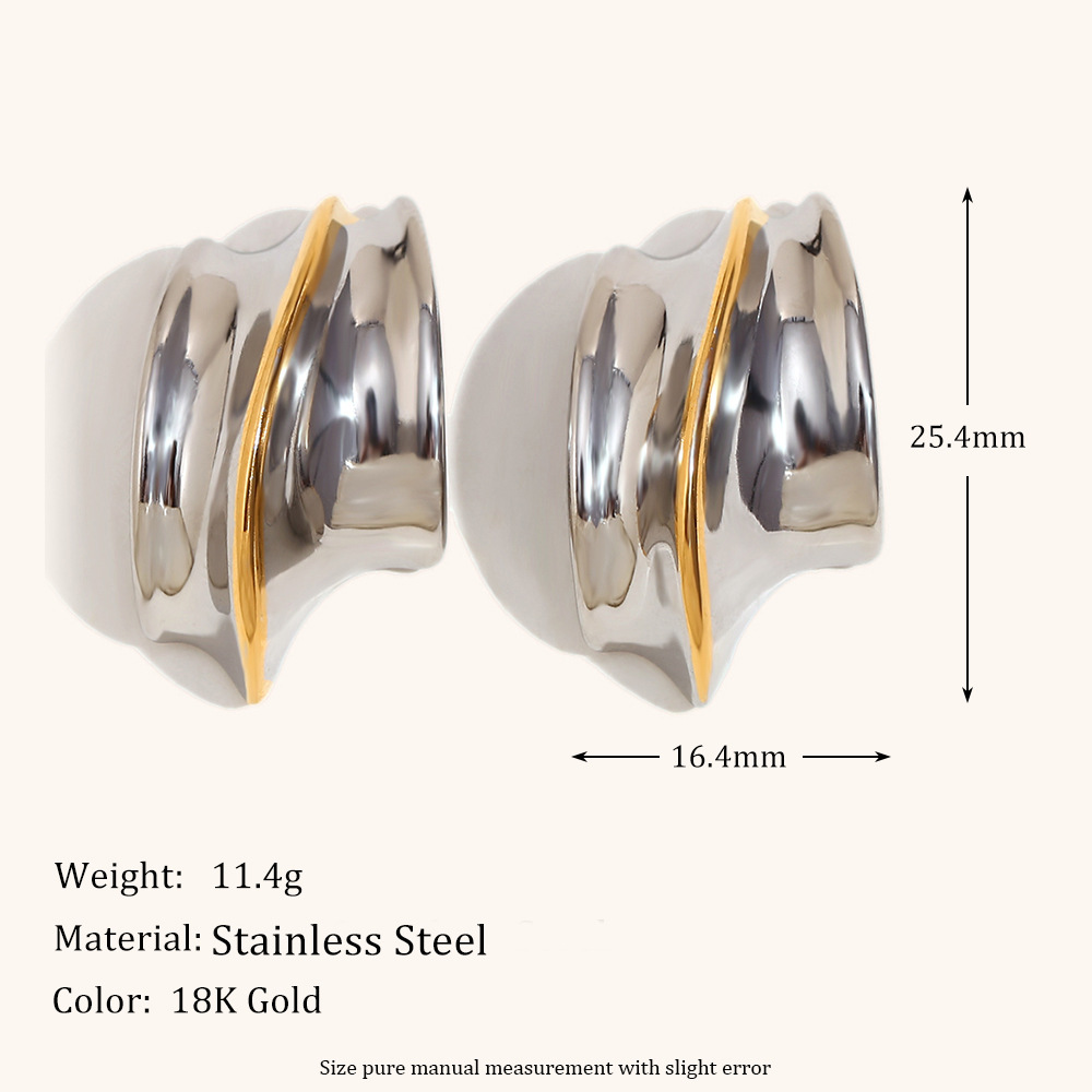 Summer New 18k Gold Stainless Steel Irregular Earrings for Women Simple and Fashionable Wedding Party Gifts Wholesale Customizable Logo