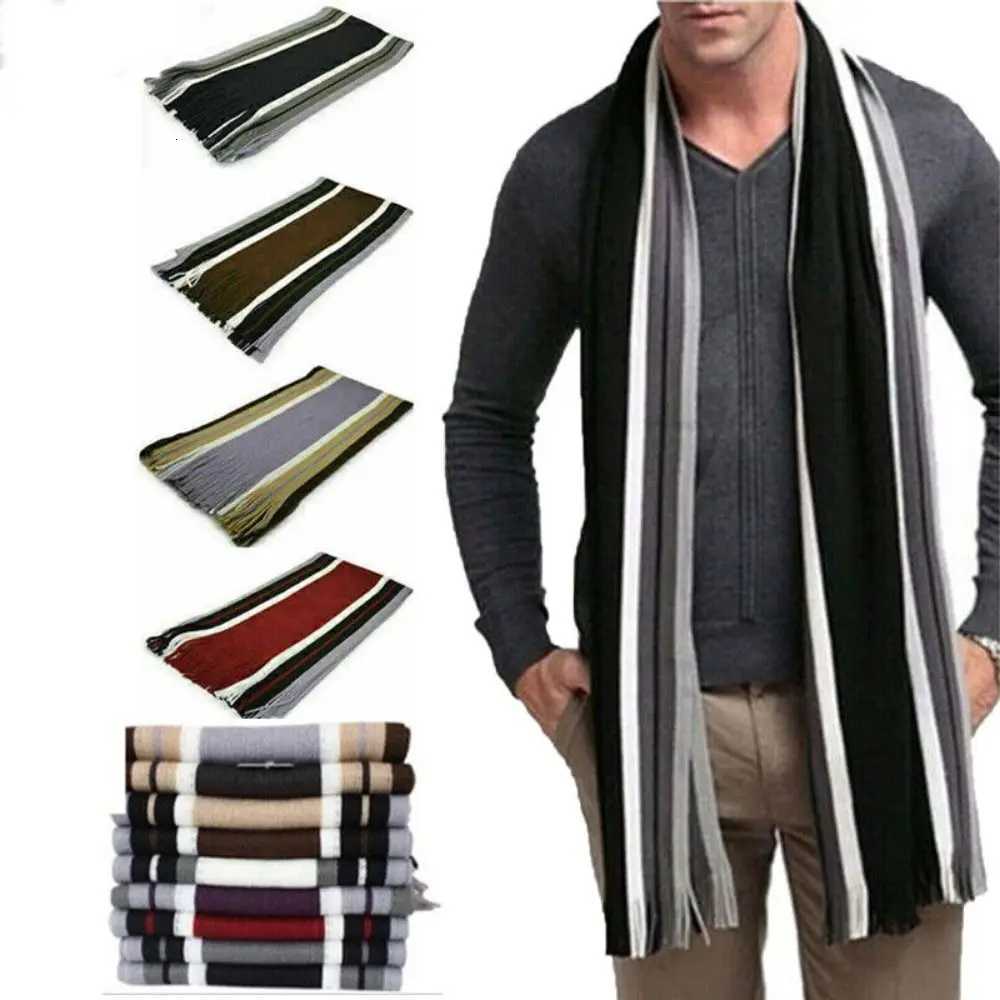 Luxury Cashmere Men Striped Scarf Fashion Thick Tassel Stole Neck Wrap Neck Warm Soft Winter Long Shawl Y251115
