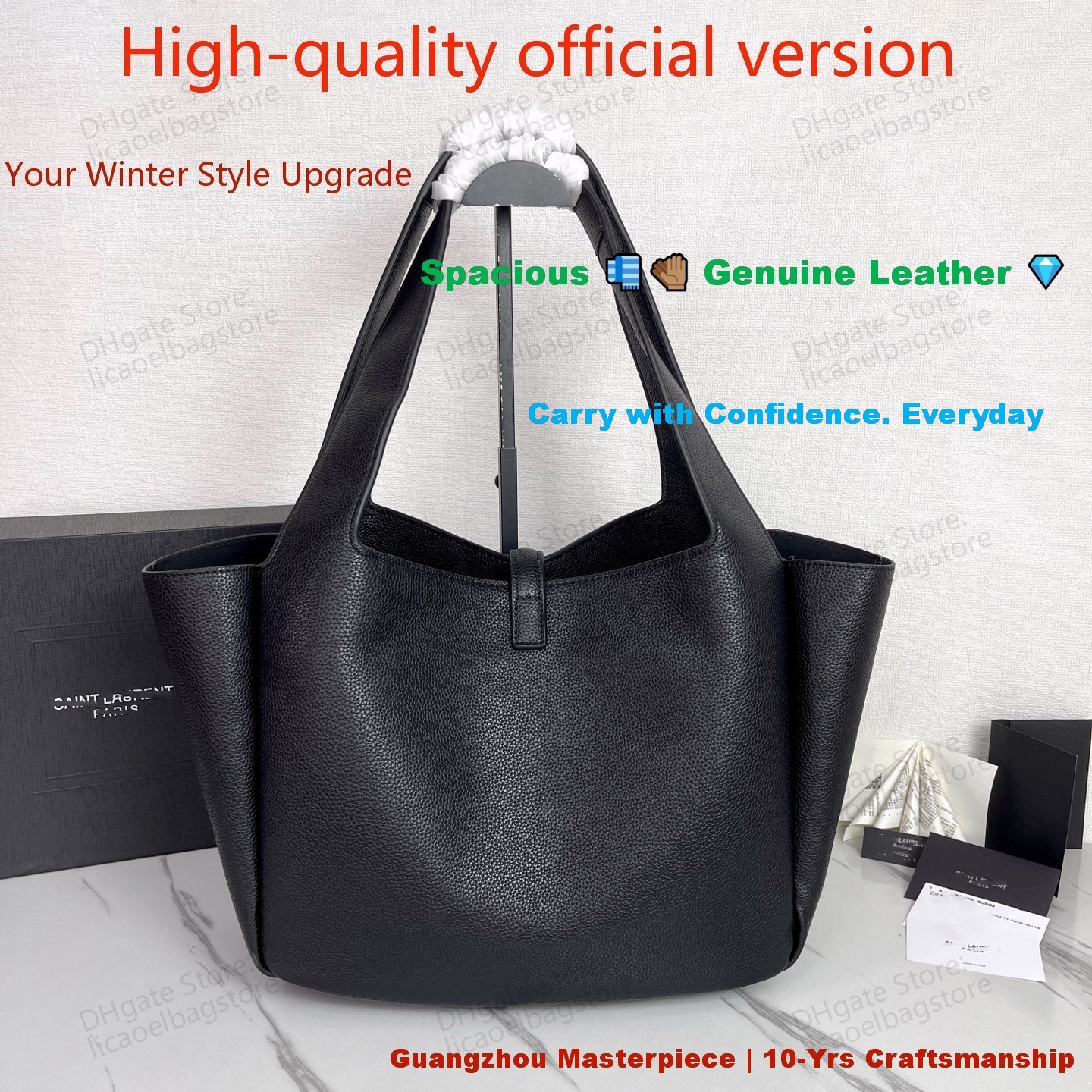 High-quality official version Designer bag Luxury Commuting tote bag Soft Genuine Leather Shoulder bag for Women High-Capacity Designer Purse Gifting Perfected