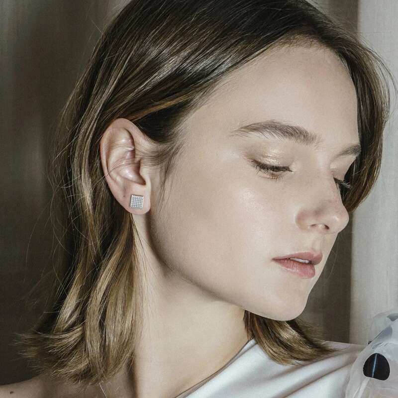 IU Earrings D Color Moissanite Square Stud Earring for Women Men 2023 Trending Sterg Sier Boy Fine Jewelry