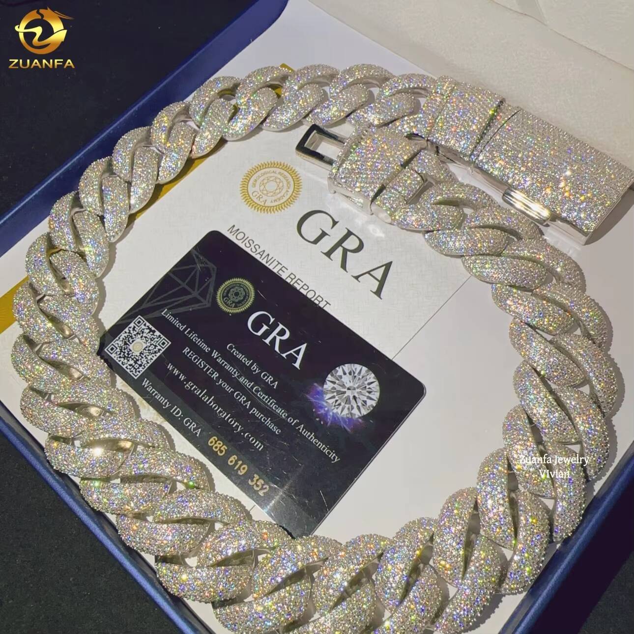 25MM Width Fashion Necklace Bracelet Silver 925 Iced Out Hip Hop Miami D Color VVS Moissanite Diamond Jewelry Cuban Link Chain