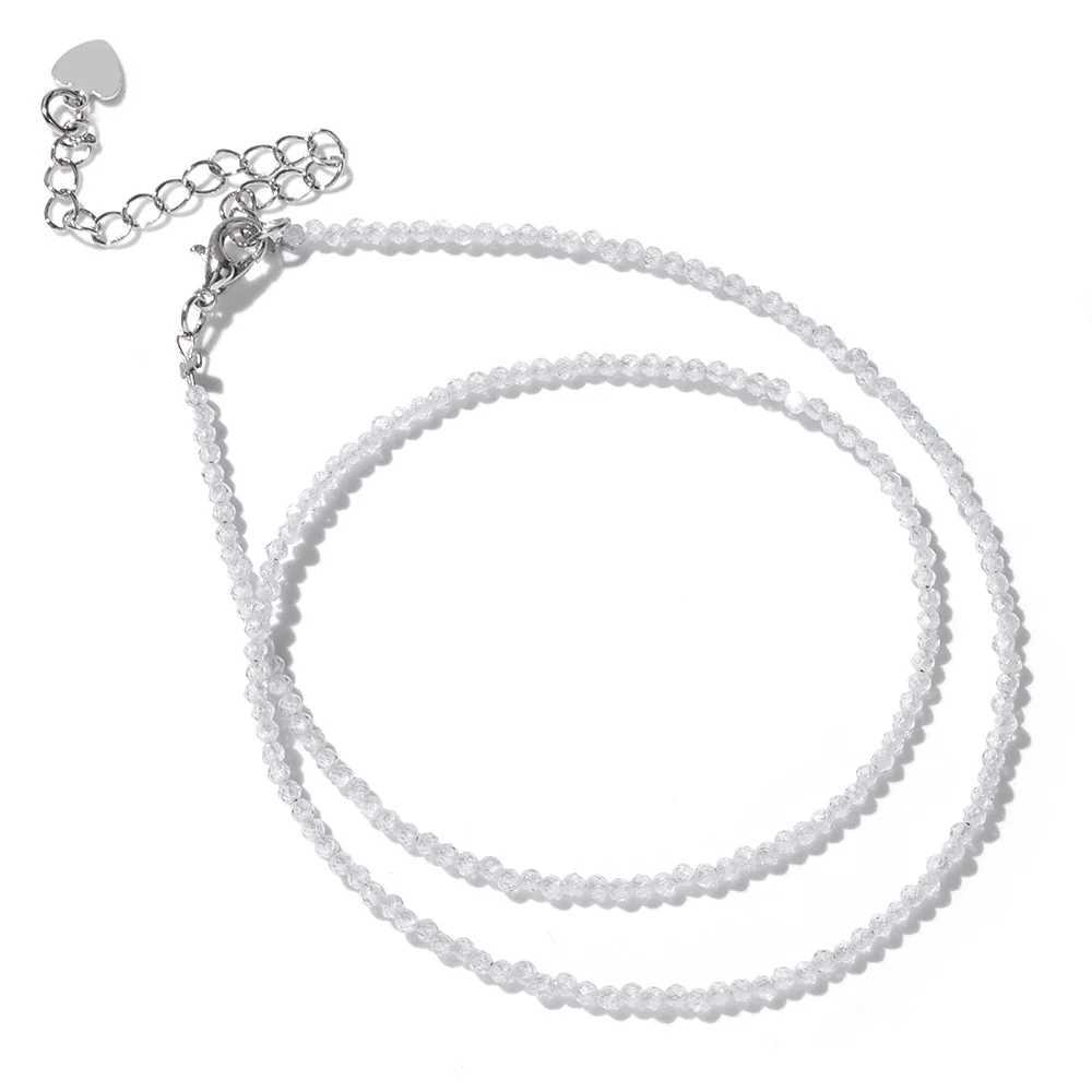 Natural facial gemstone necklace 2mm bead quartz crystal tourmaline Lis sparkling stone bead necklaceXJ250416