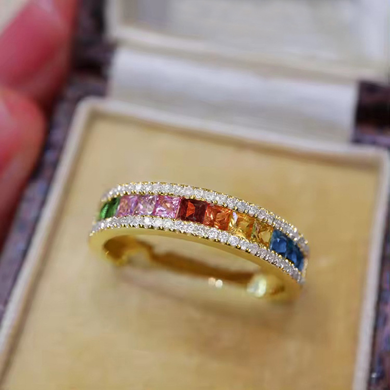 Choucong Wedding Rings Luxury Jewelry 10KT White Gold Fill Princess Cut Multi Color 5A Zircon CZ Diamond Gemstones Party Women Engagement Band Ring Gi