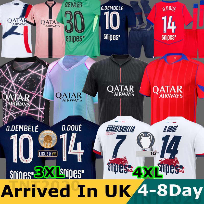 Maillot fourth Soccer Jerseys D.DOUE DEMBELE HAKIMI 25 26 enfants 2025 4TH football shirts Men kits kids ZABARNYI uniforms VITINHA BARCOLA JOAO NEVES final Mayulu