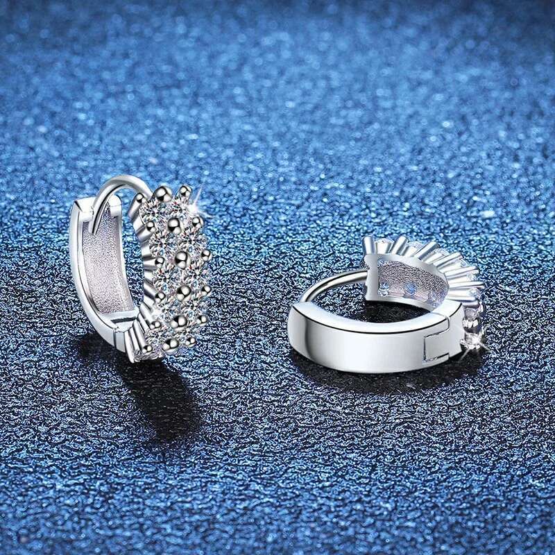 NeeTim 2mm Full Moissanite Earrings Women Quality Party S Sterg Sier with White Gold Plated Hoop Wedding Earring