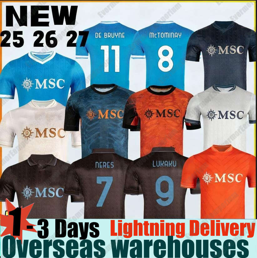 Napoli 25 26 Jerseys Kn De Bruyne Victor Osimhen Scott Mctominay Football Shirt Buongiorno David Neres Frank Anguissa Stanislav Lobotka Fans Player Men Kids Kit