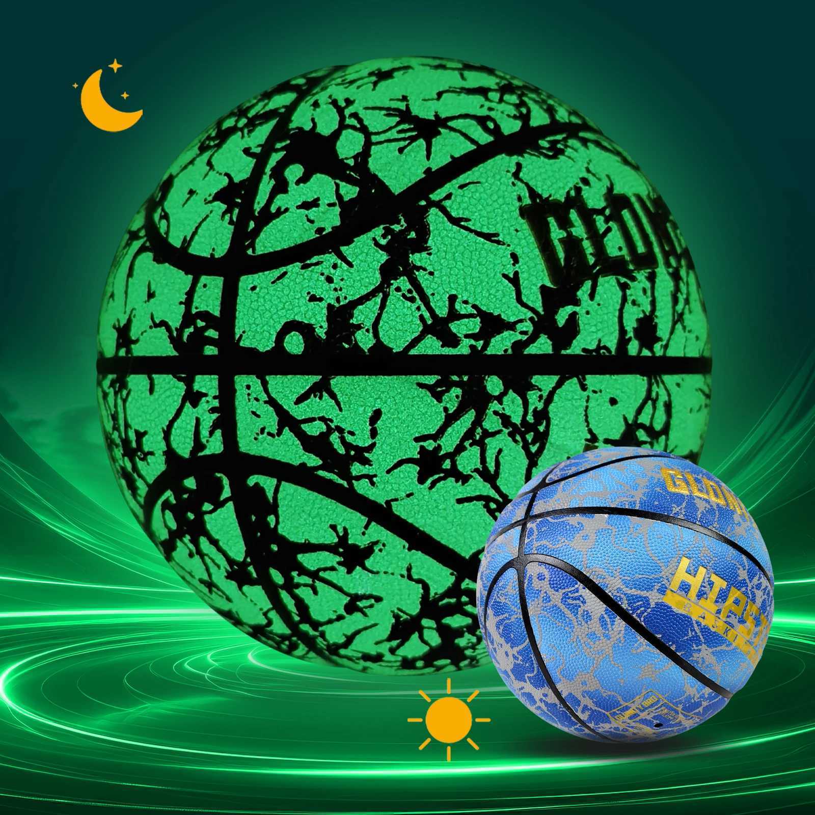 Night Use Glowing Basketball Size 7 Outdoor Indoor Street Luminous Ball Wear-Resistant PU Soft Leather Noctilucent Balls WhiteW251115